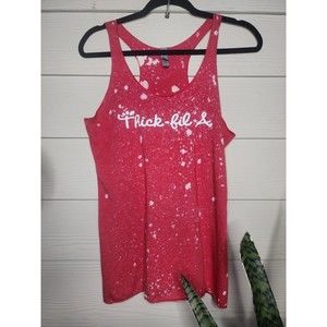 Thick Fil-A Women's Med Red Bleach Splatter graphic Tank top